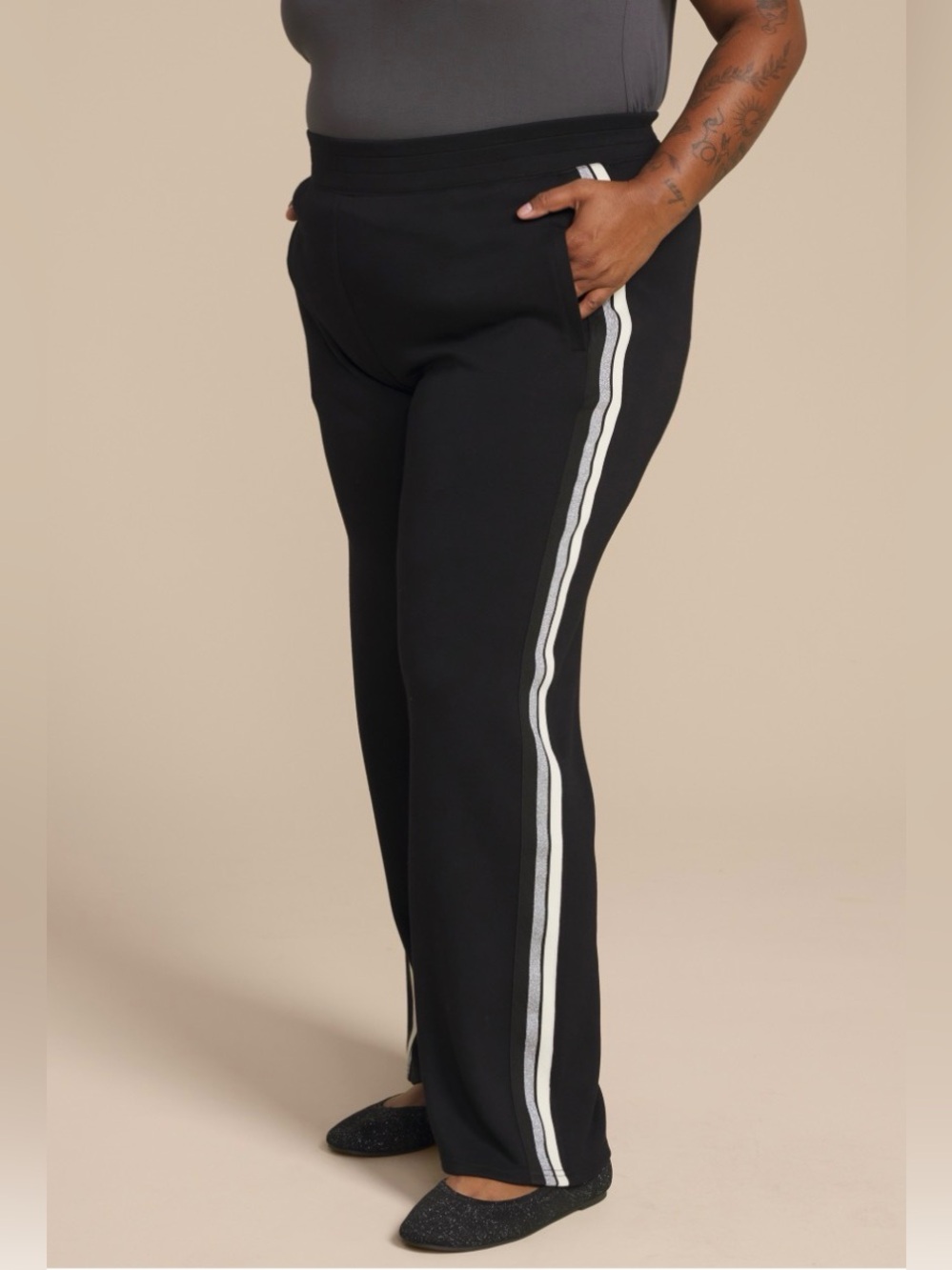 Plus Size Cloud Scuba Knit High Rise Track Pant, 2X